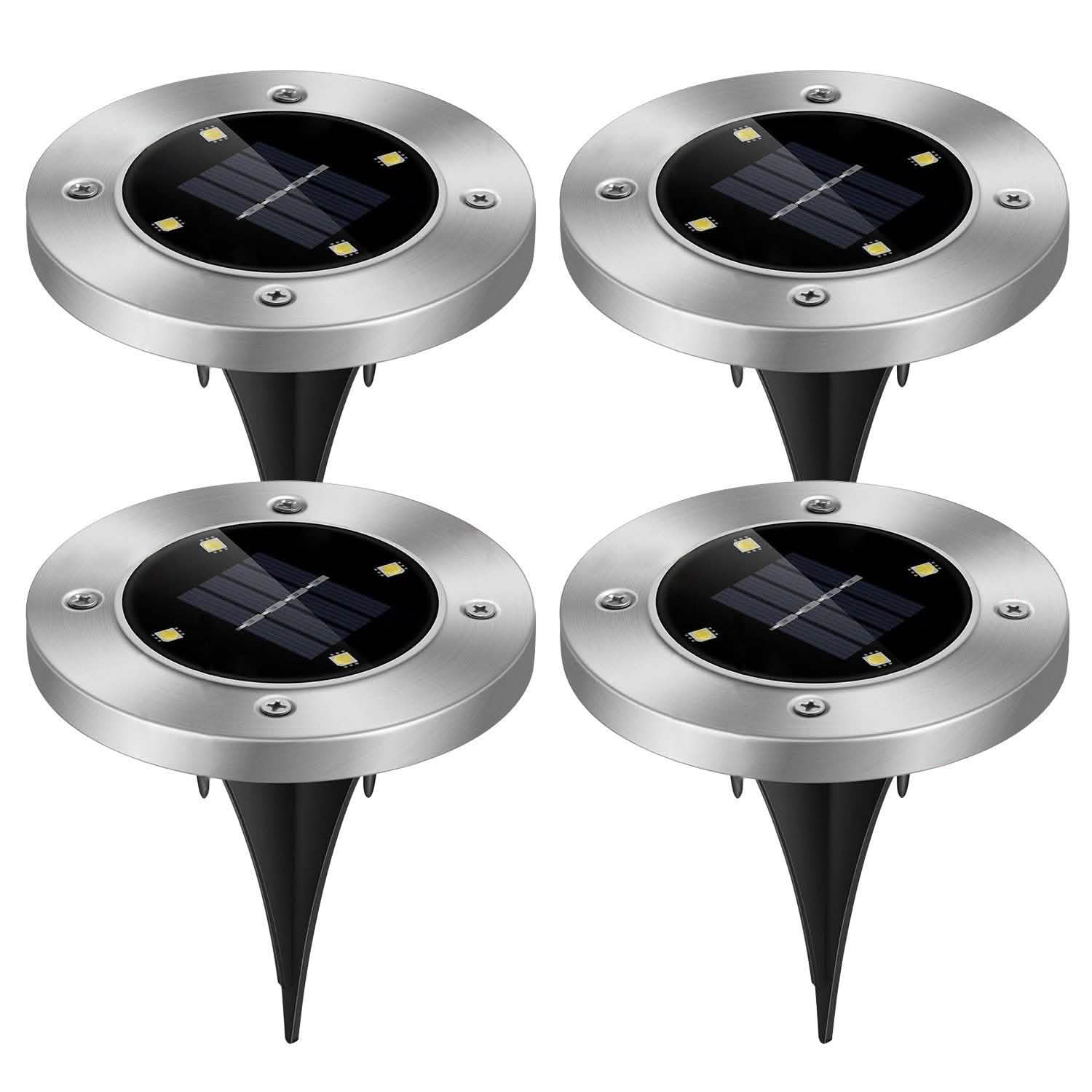 4-Pieces: Solar Waterproof Ground Light by DailySale