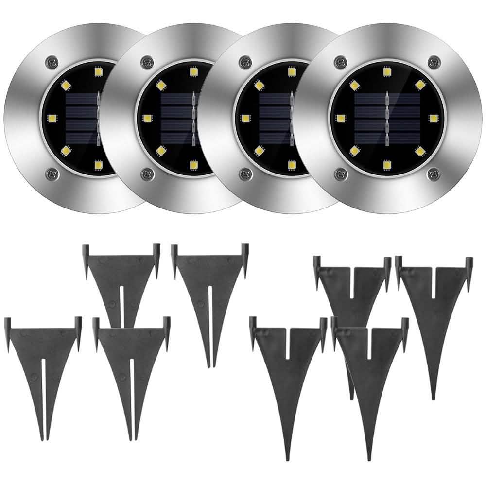 4-Pieces: Solar Waterproof Ground Light by DailySale