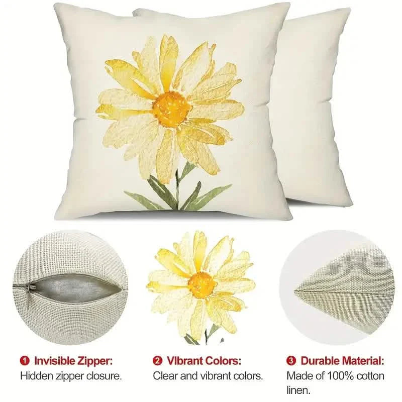 4-Pieces: Summer Flowers Printed Throw Pillow Cover Cushion Pillow Case by DailySale
