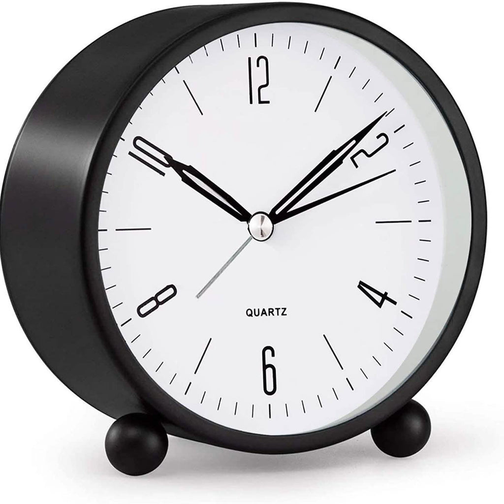 4" Super Silent Non Ticking Analog Alarm Clock with Night Light by DailySale