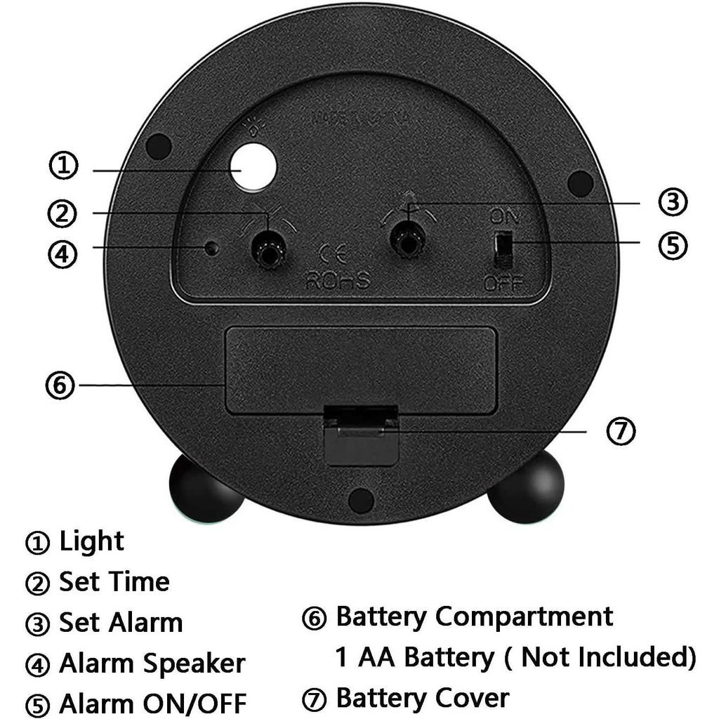 4" Super Silent Non Ticking Analog Alarm Clock with Night Light by DailySale