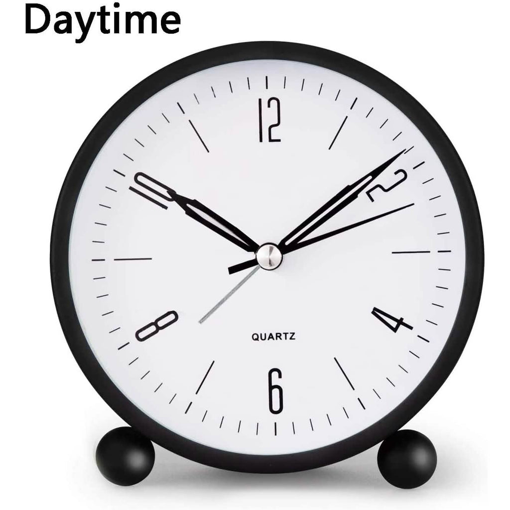 4" Super Silent Non Ticking Analog Alarm Clock with Night Light by DailySale