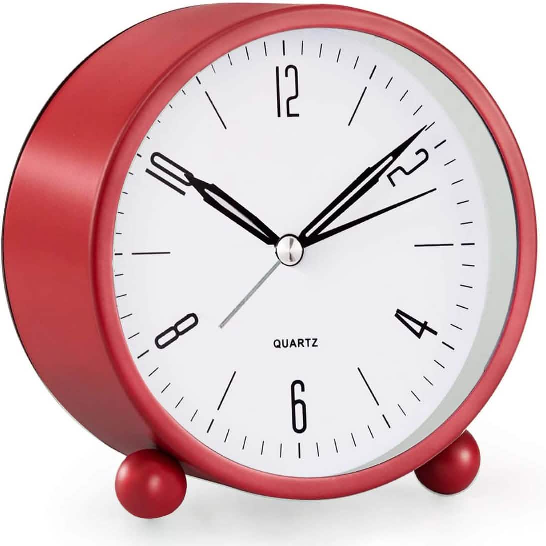 4" Super Silent Non Ticking Analog Alarm Clock with Night Light by DailySale