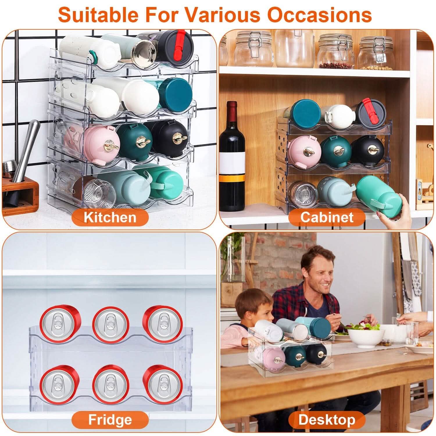 4-Tier Bottle Storage 12 Bottles Transparent Stackable Organizer Holder Shelf by DailySale