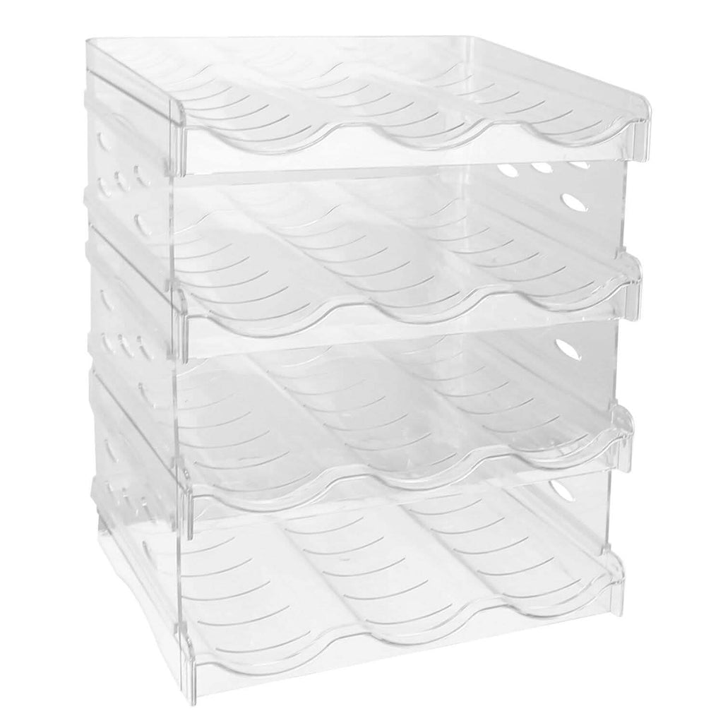 4-Tier Bottle Storage 12 Bottles Transparent Stackable Organizer Holder Shelf by DailySale