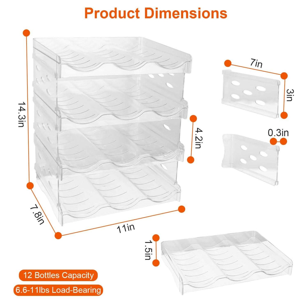 4-Tier Bottle Storage 12 Bottles Transparent Stackable Organizer Holder Shelf by DailySale