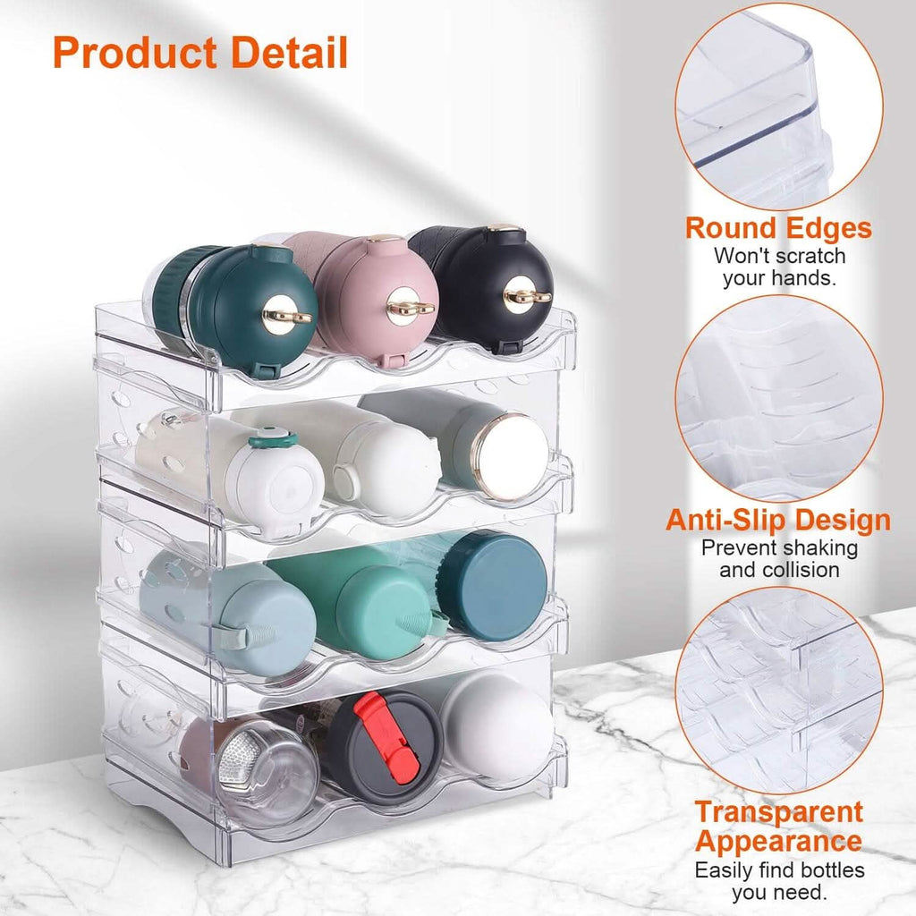 4-Tier Bottle Storage 12 Bottles Transparent Stackable Organizer Holder Shelf by DailySale