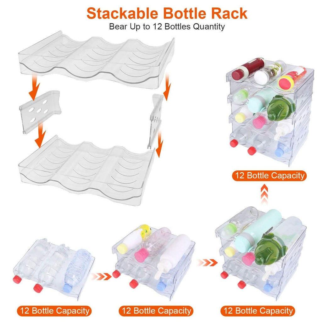 4-Tier Bottle Storage 12 Bottles Transparent Stackable Organizer Holder Shelf by DailySale