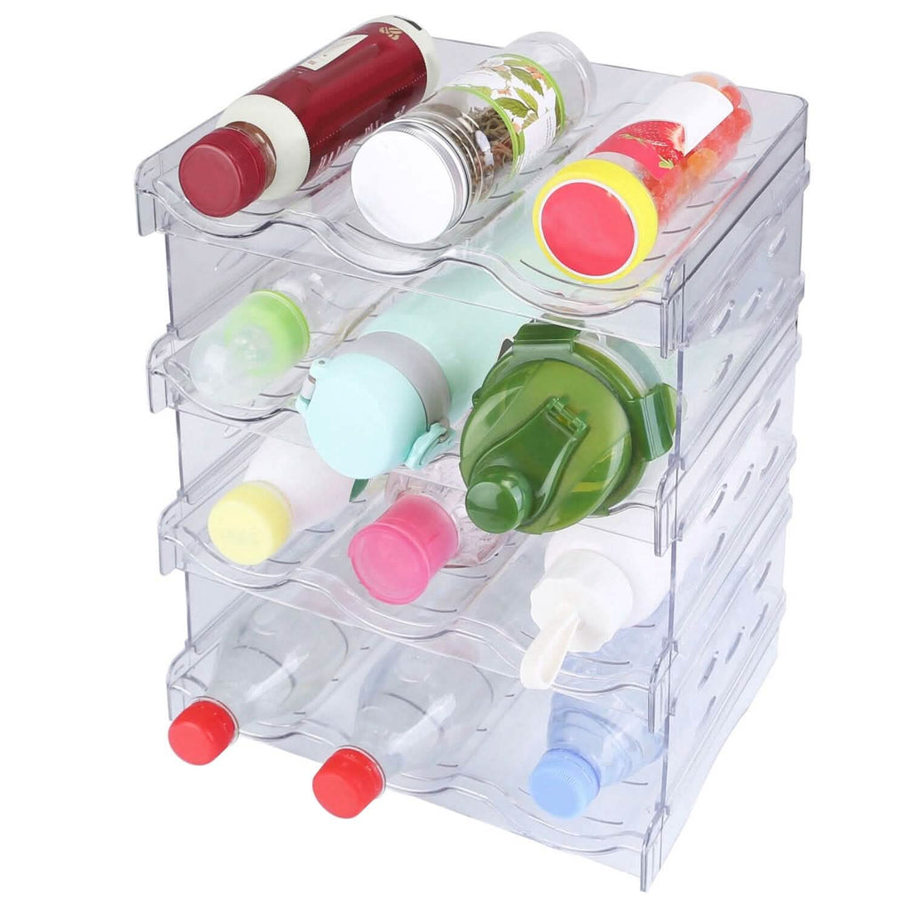 4-Tier Bottle Storage 12 Bottles Transparent Stackable Organizer Holder Shelf by DailySale