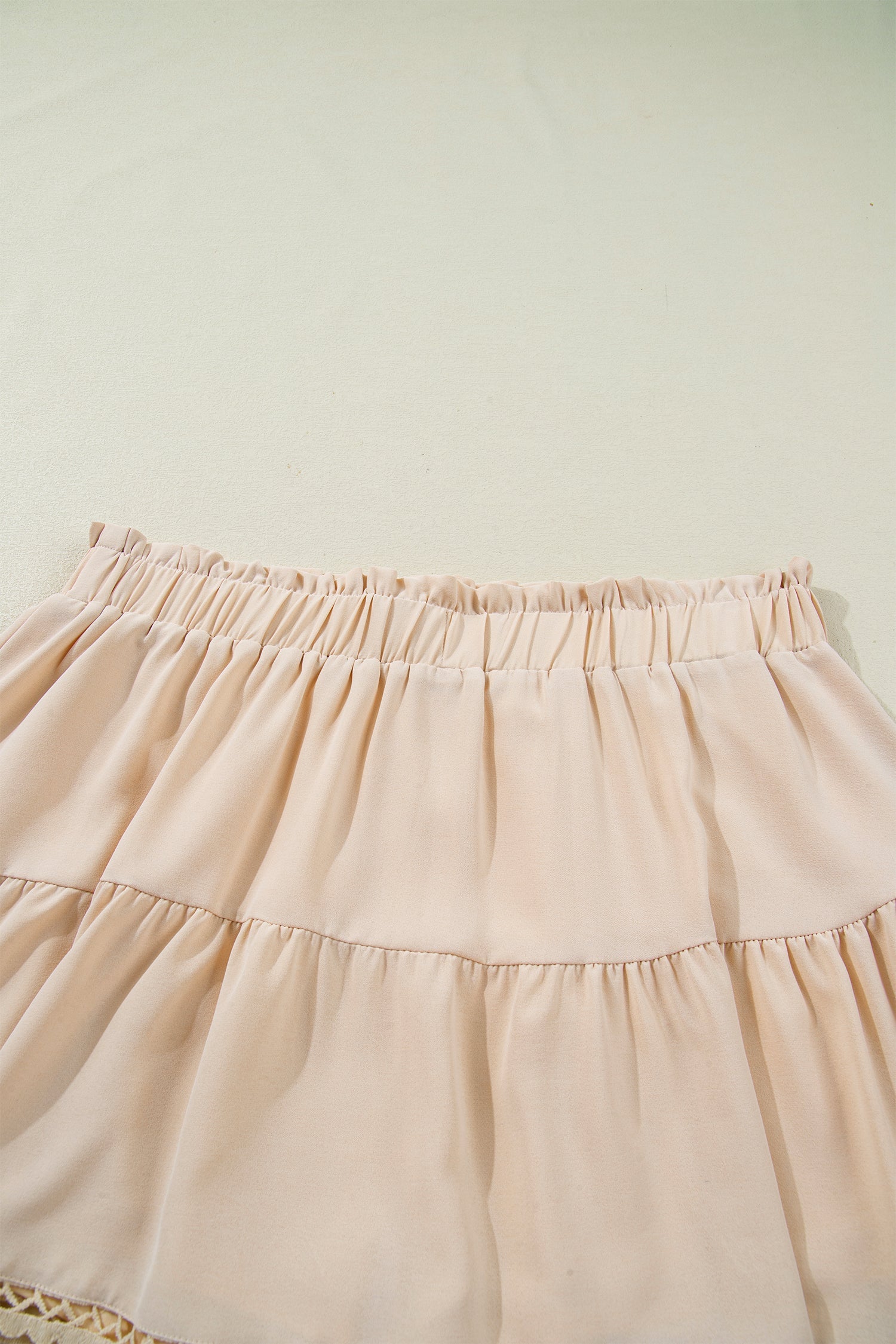 Navy Blue Plus Size Frilled Elastic Waist Lace Trim Boho Ruffled Shorts