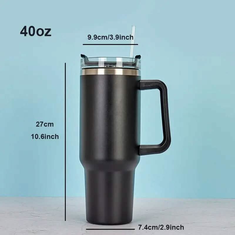 40oz Reusable Vacuum Tumbler with Insulated Double Wall and Cup Handle by DailySale