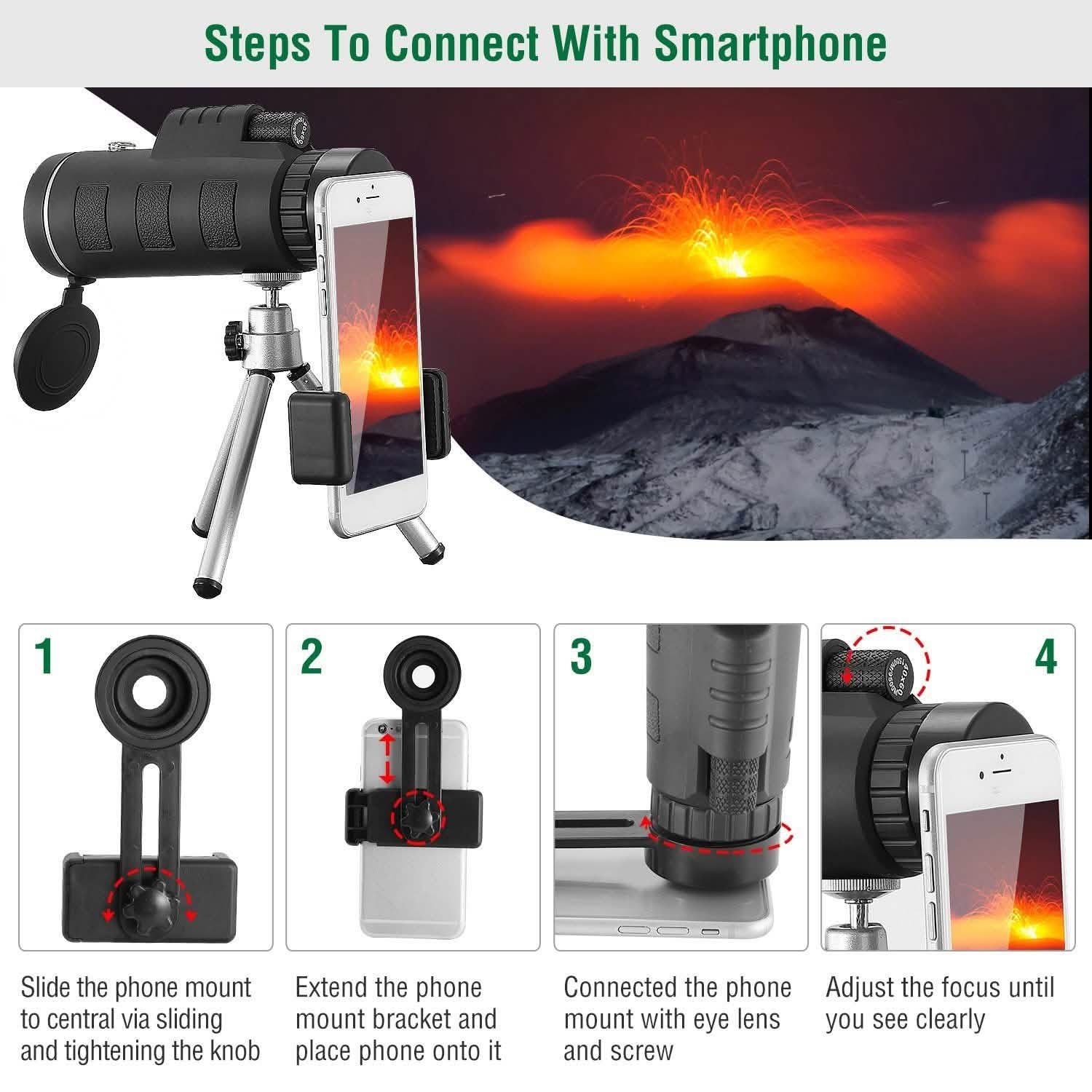 40x60 HD Optical Monocular Telescope with FMC Lens by DailySale