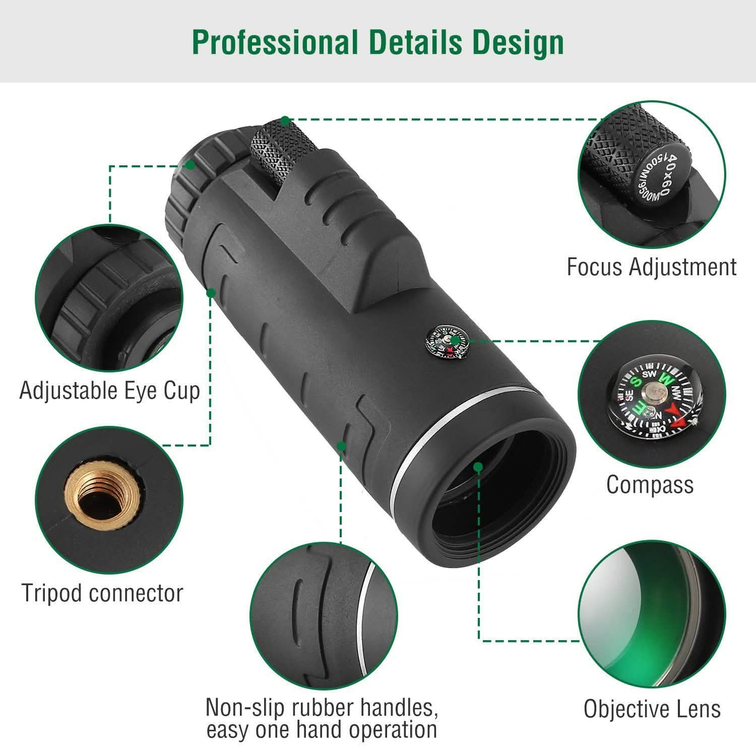 40x60 HD Optical Monocular Telescope with FMC Lens by DailySale