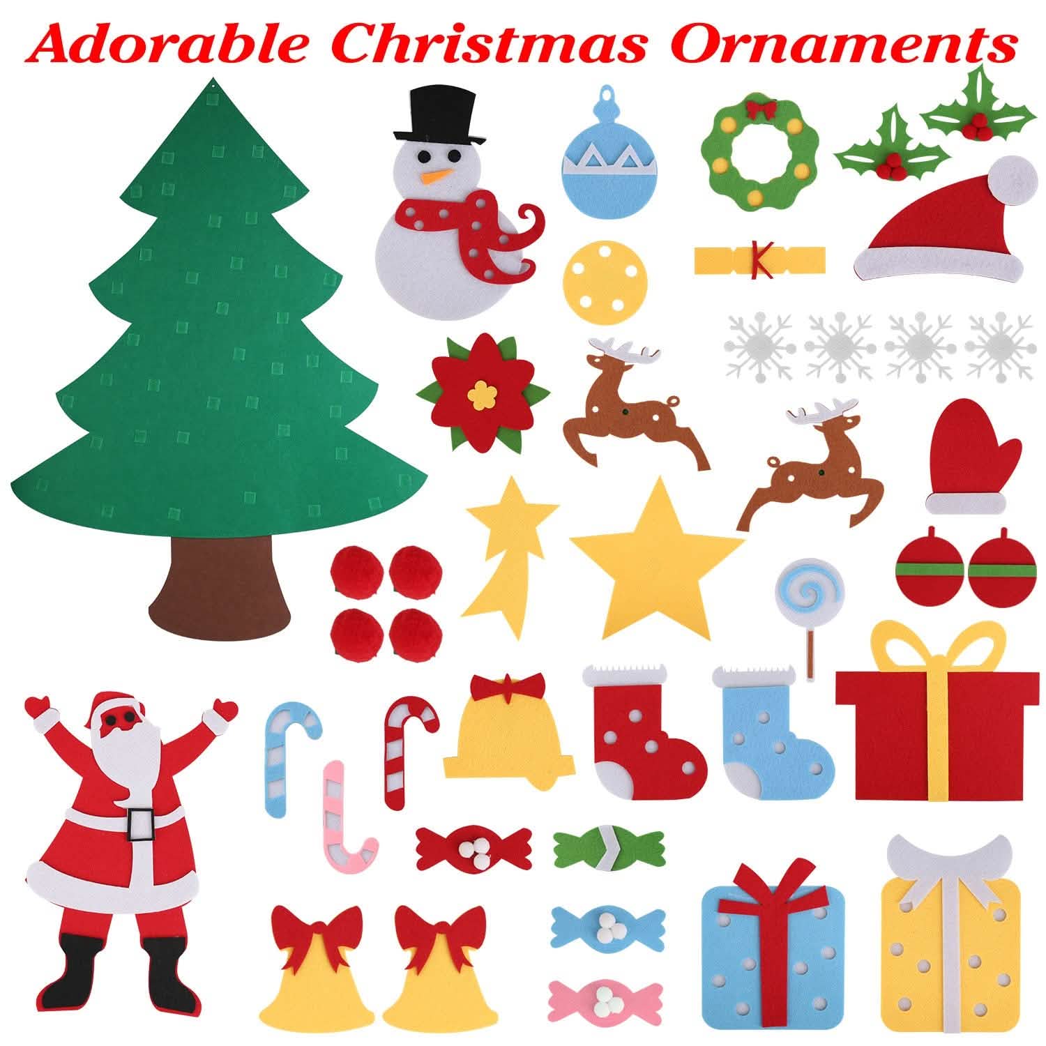 41-Piece: DIY Felt Christmas Tree Detachable Ornaments for Kids by DailySale