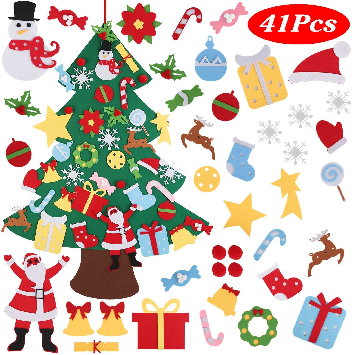 41-Piece: DIY Felt Christmas Tree Detachable Ornaments for Kids by DailySale
