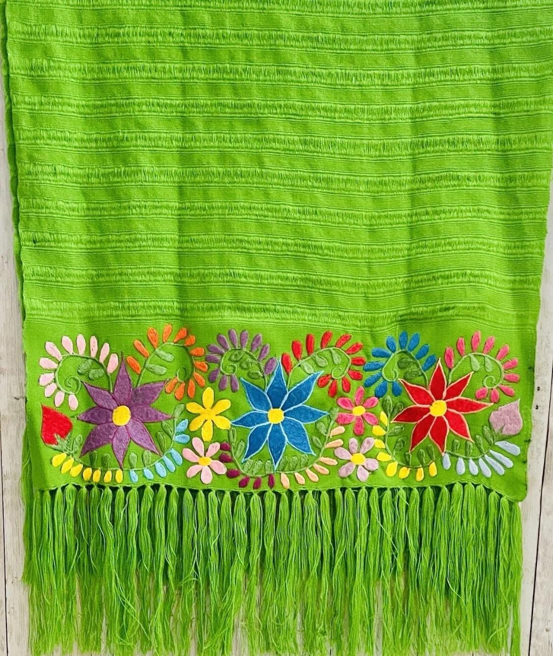 Embroidered Handmade Mexican Shawl Reboso Bordado Mexicano by Chica Mexico