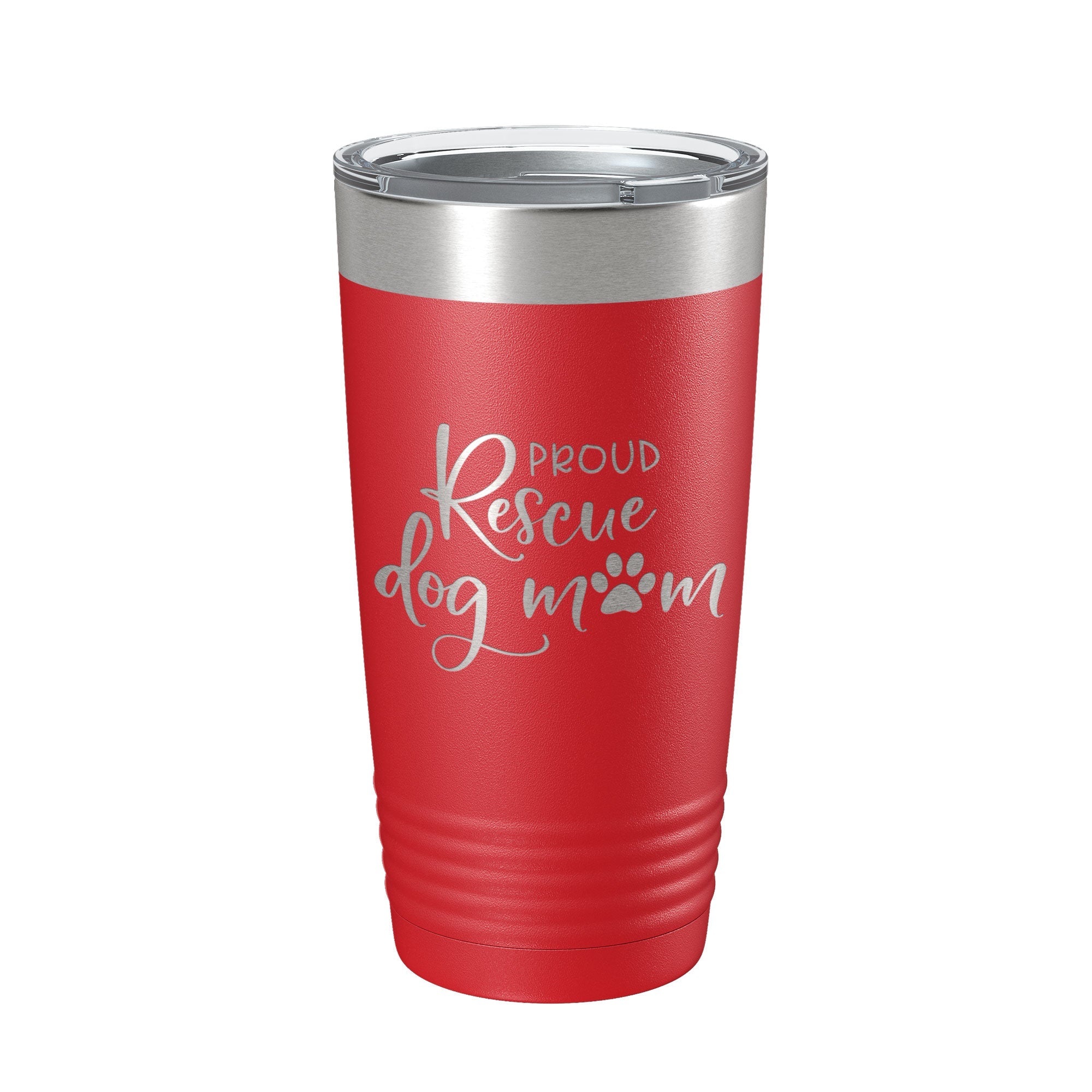 Proud Rescue Mom Tumbler Dog Travel Mug Gift Insulated Laser Engraved Coffee Cup 20 oz - Goddess Imports Marketplace