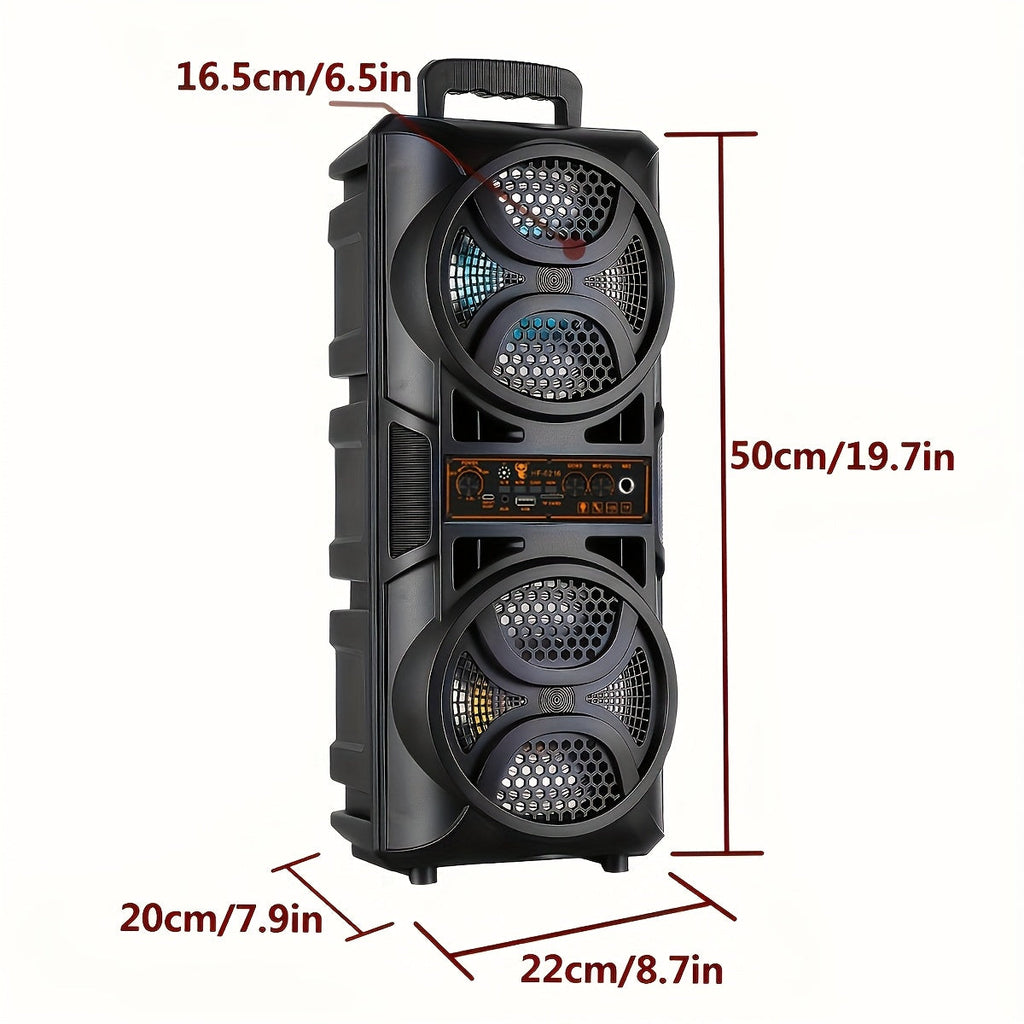 Portable Bluetooth Speaker with Subwoofer Bass, Dual 6.5" LED Woofers and Microphone by DailySale