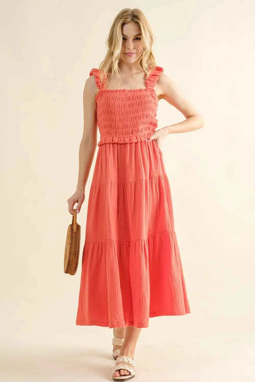 And The Why Smocked Ruffled Tiered Dress by Wild and Free Boutique