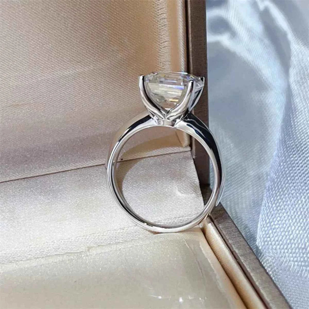 925 Sterling Silver Asscher Cut 5 Carat Moissanite Ring