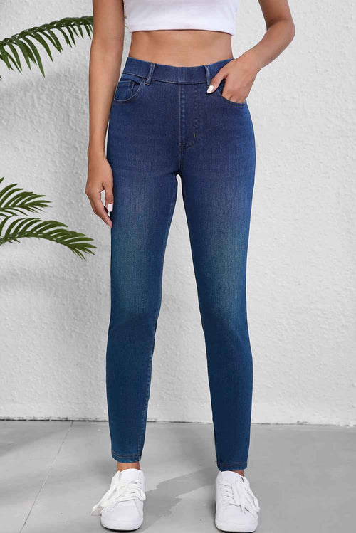 Ashleigh Blue Multiple Pockets Straight Leg Washed Stretchy Knit Casual Jeans by Wild and Free Boutique
