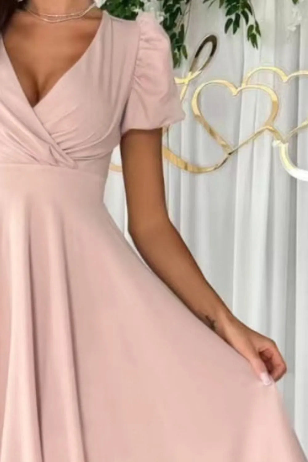 Surplice Puff Sleeve Midi Dress by Shopiebay