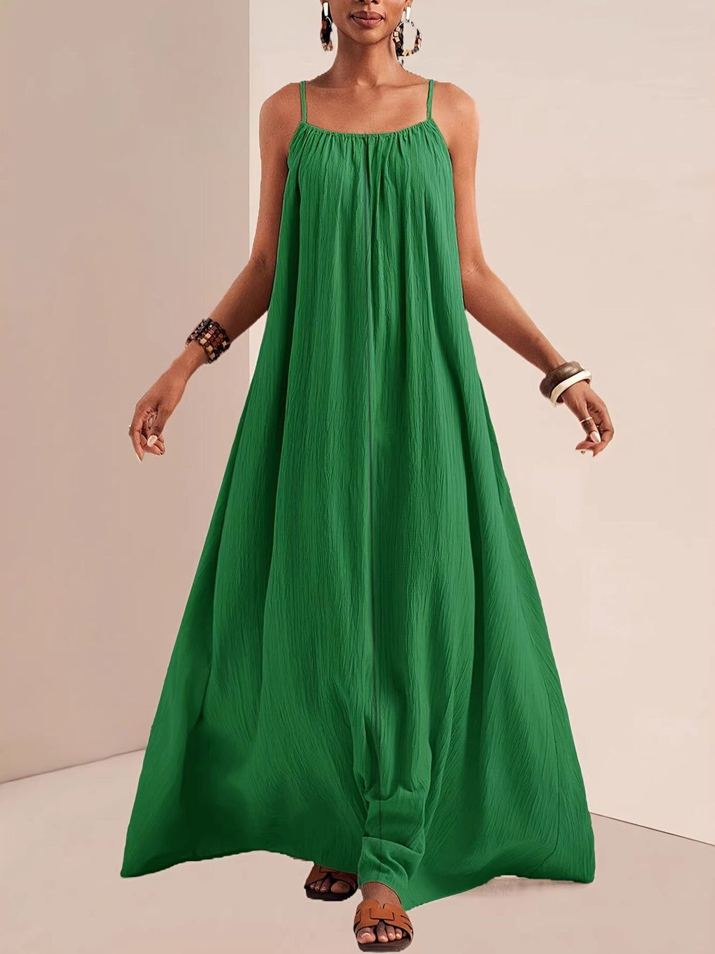 Spaghetti Strap Flowy Maxi Dress by Shopiebay