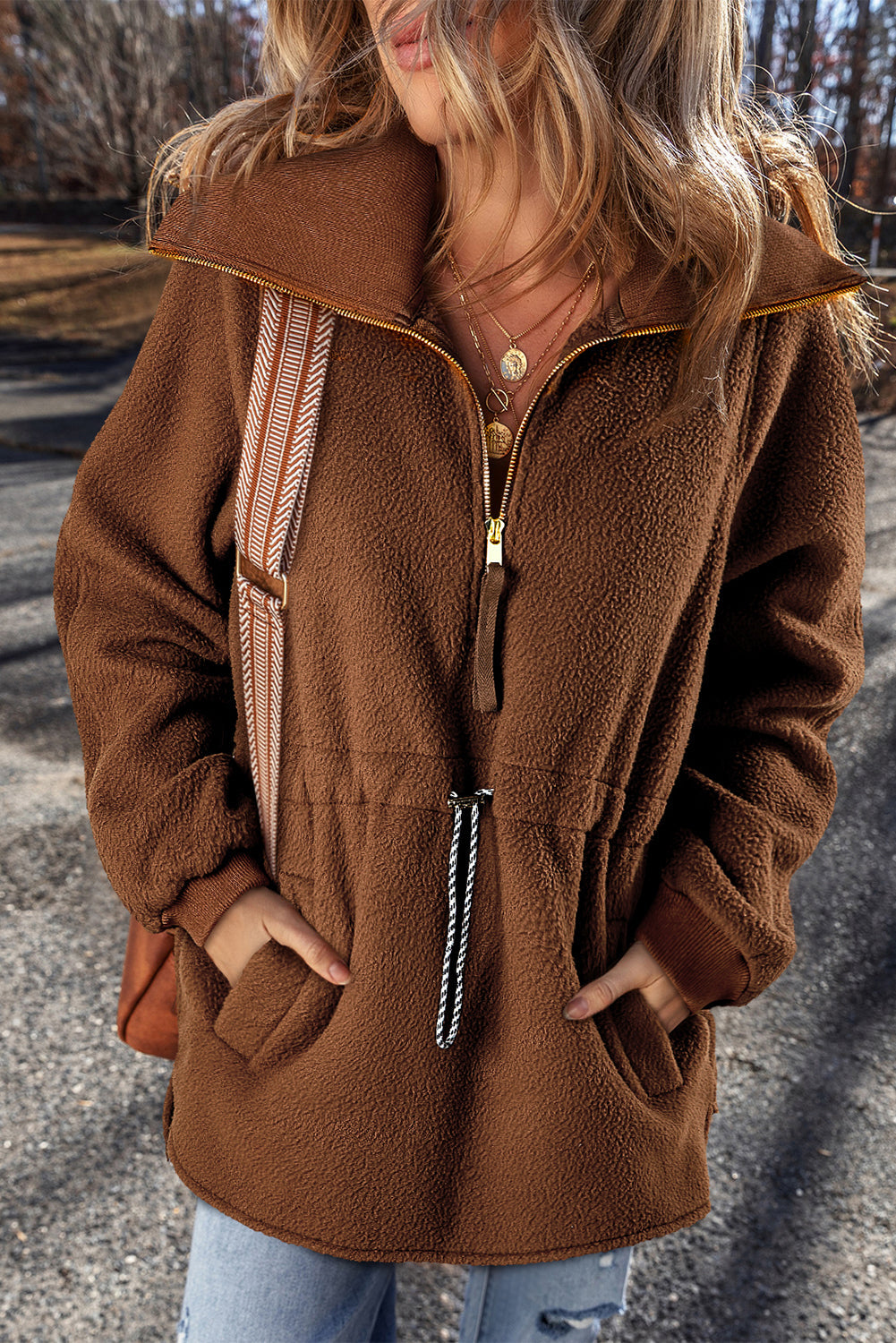 Audrey Half Zip Fleece Pullover - Goddess Imports Marketplace