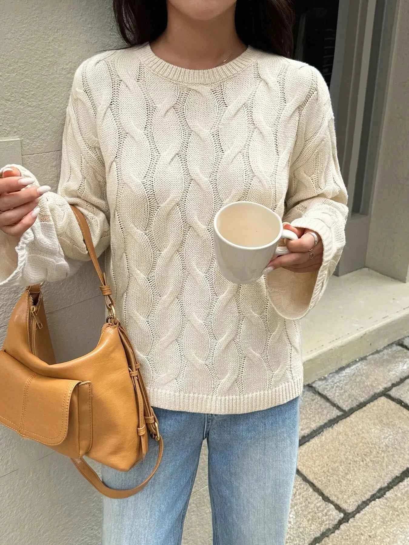 Long Sleeve Cable Knit Sweater