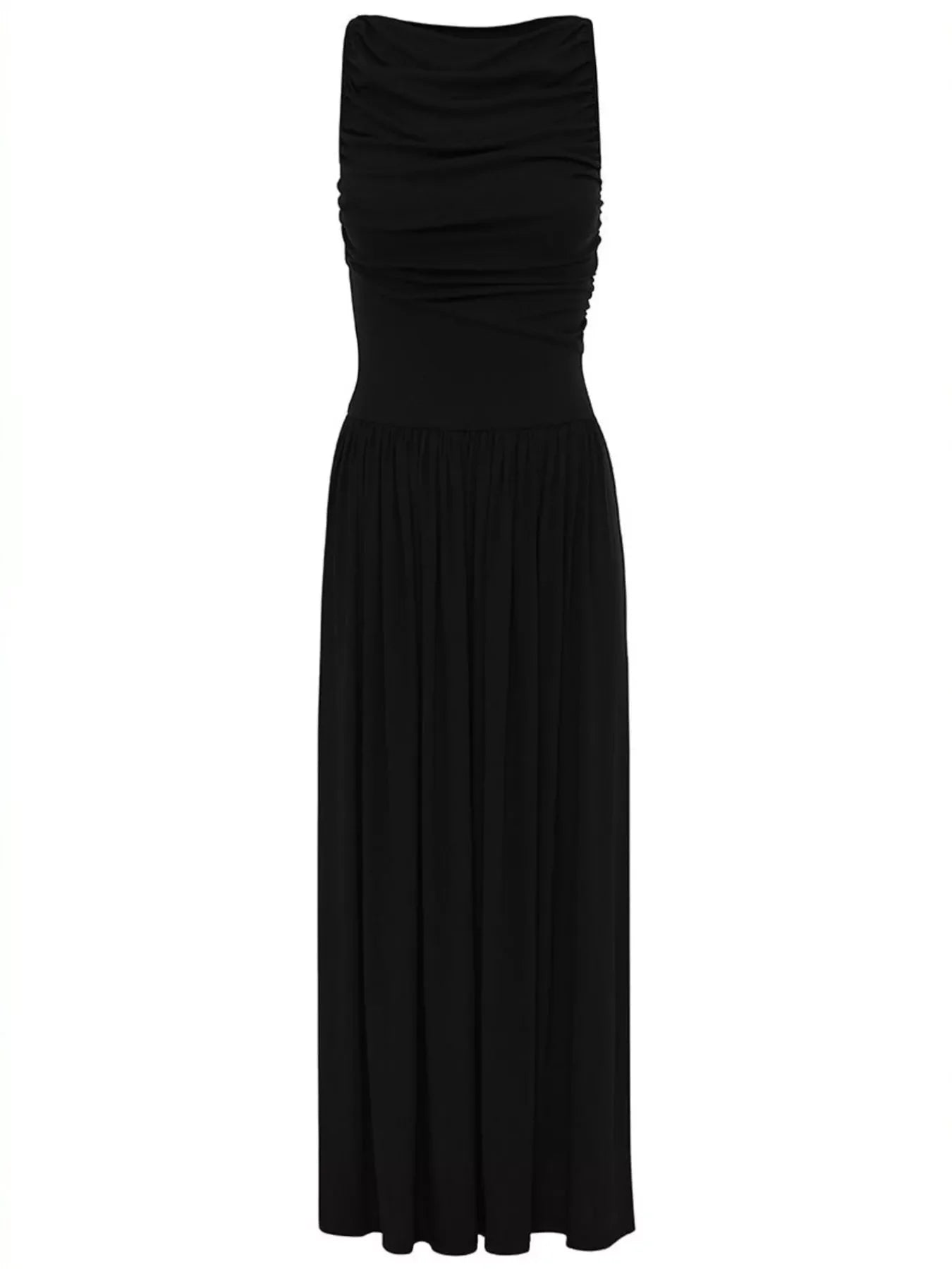 Ruched Sleeveless Maxi Dress by Shopiebay