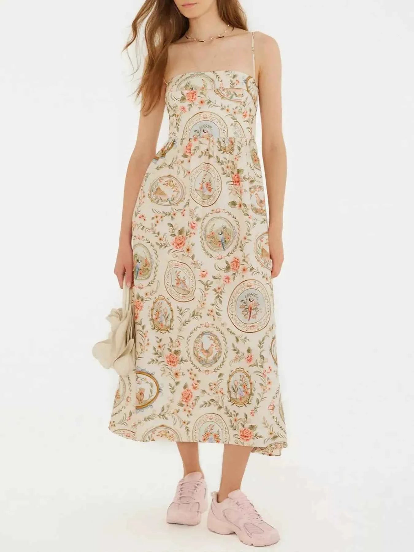 Floral Print Spaghetti Strap Midi Dress