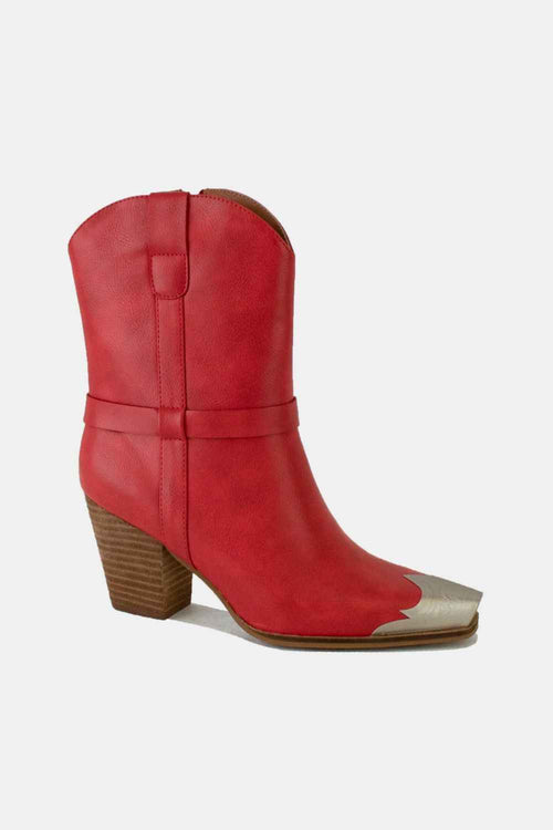 Beast Fashion Faux Leather Metal Toe Ankle Boots by Wild and Free Boutique