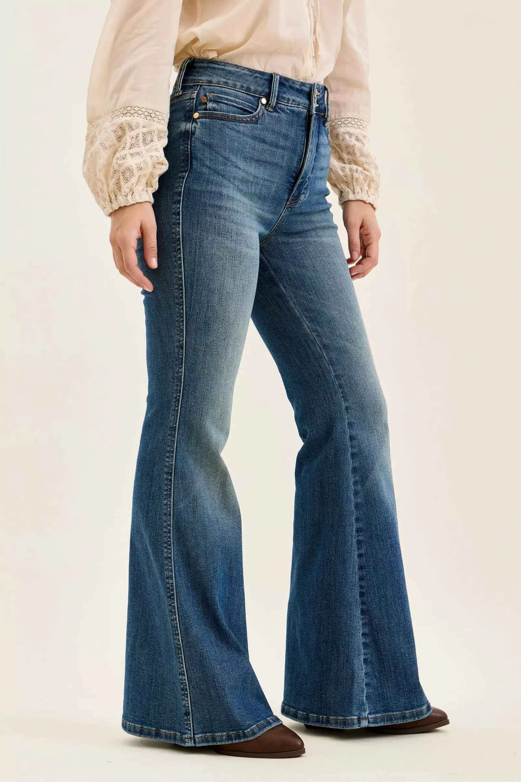 Judy Blue High Waist Double Button Tummy Control Flare Jeans