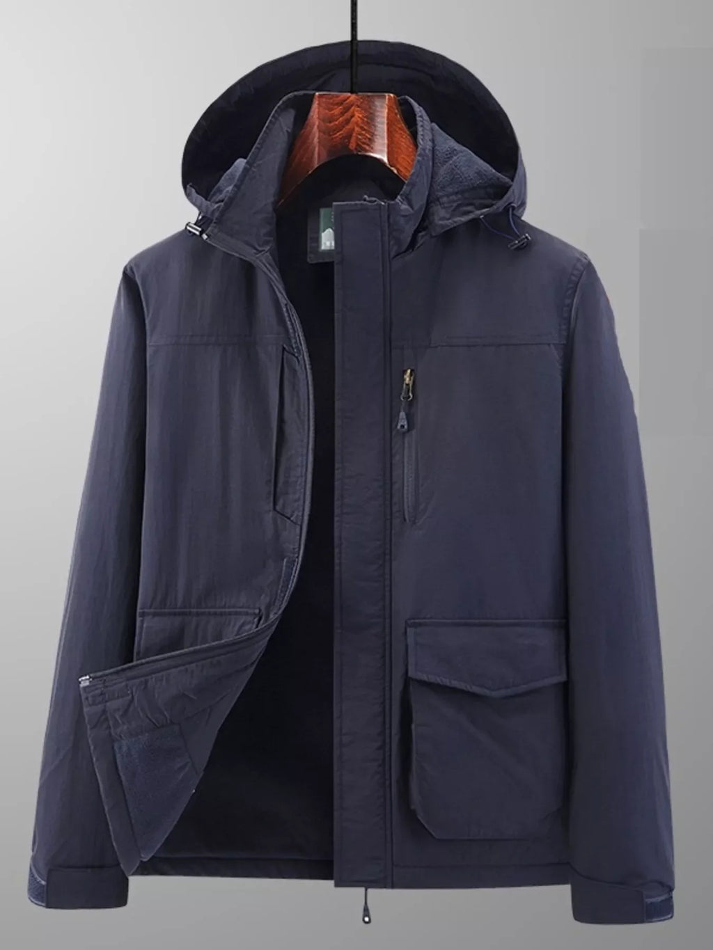 Men's Plus Size Hooded Windproof Zip Up Jacket