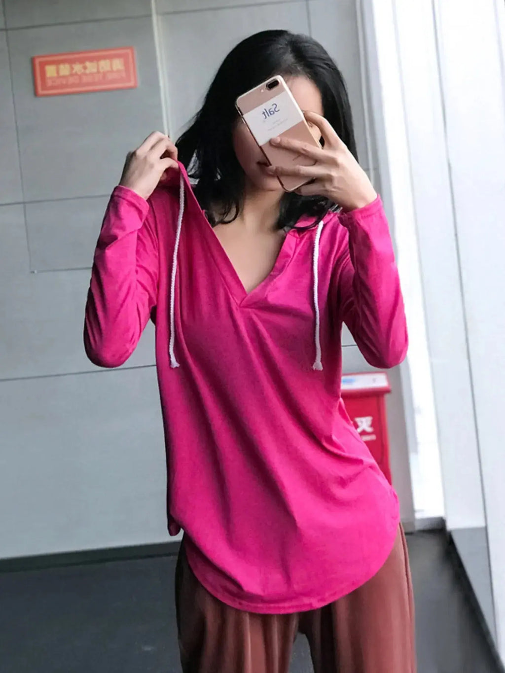 Plus Size Drawstring Long Sleeve Hoodie