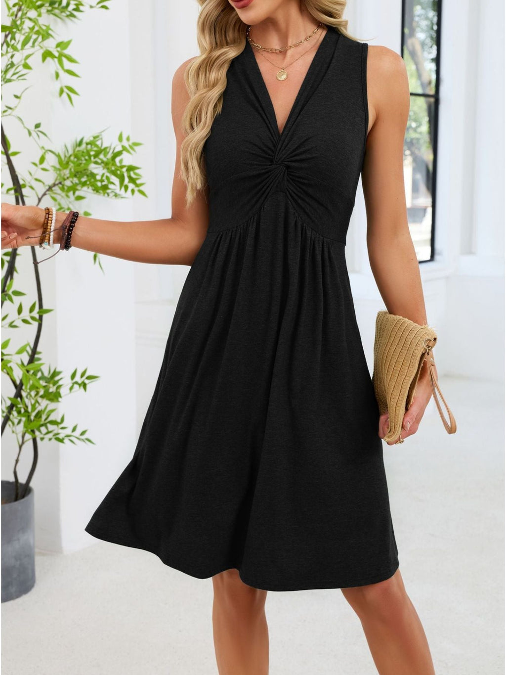 Sleeveless Twist Knot Front Casual Dress by Shopiebay