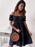 Ruffled Off-Shoulder Short Sleeve Dress by Shopiebay