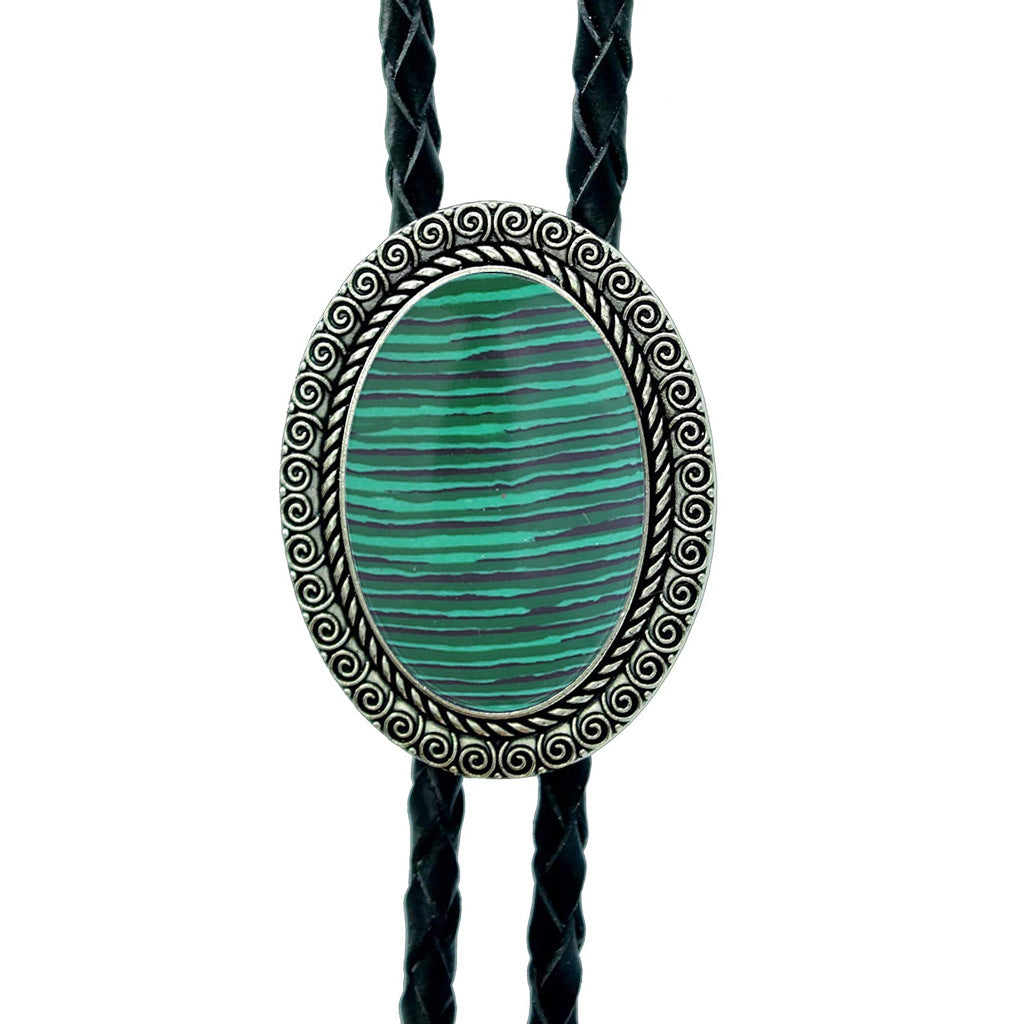 Jade Gem Bolo Tie Polo Neckline Rope Necklace