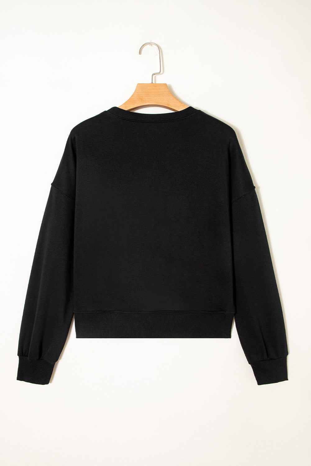Black CLASSY UNTIL KICKOFF Plush Letter Patched Loose Sweatshirt