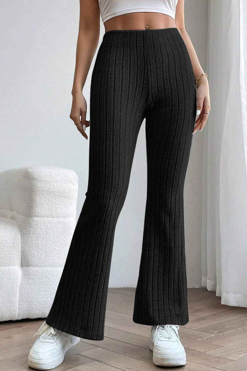 Basic Bae Full Size Ribbed High Waist Flare Pants by Wild and Free Boutique