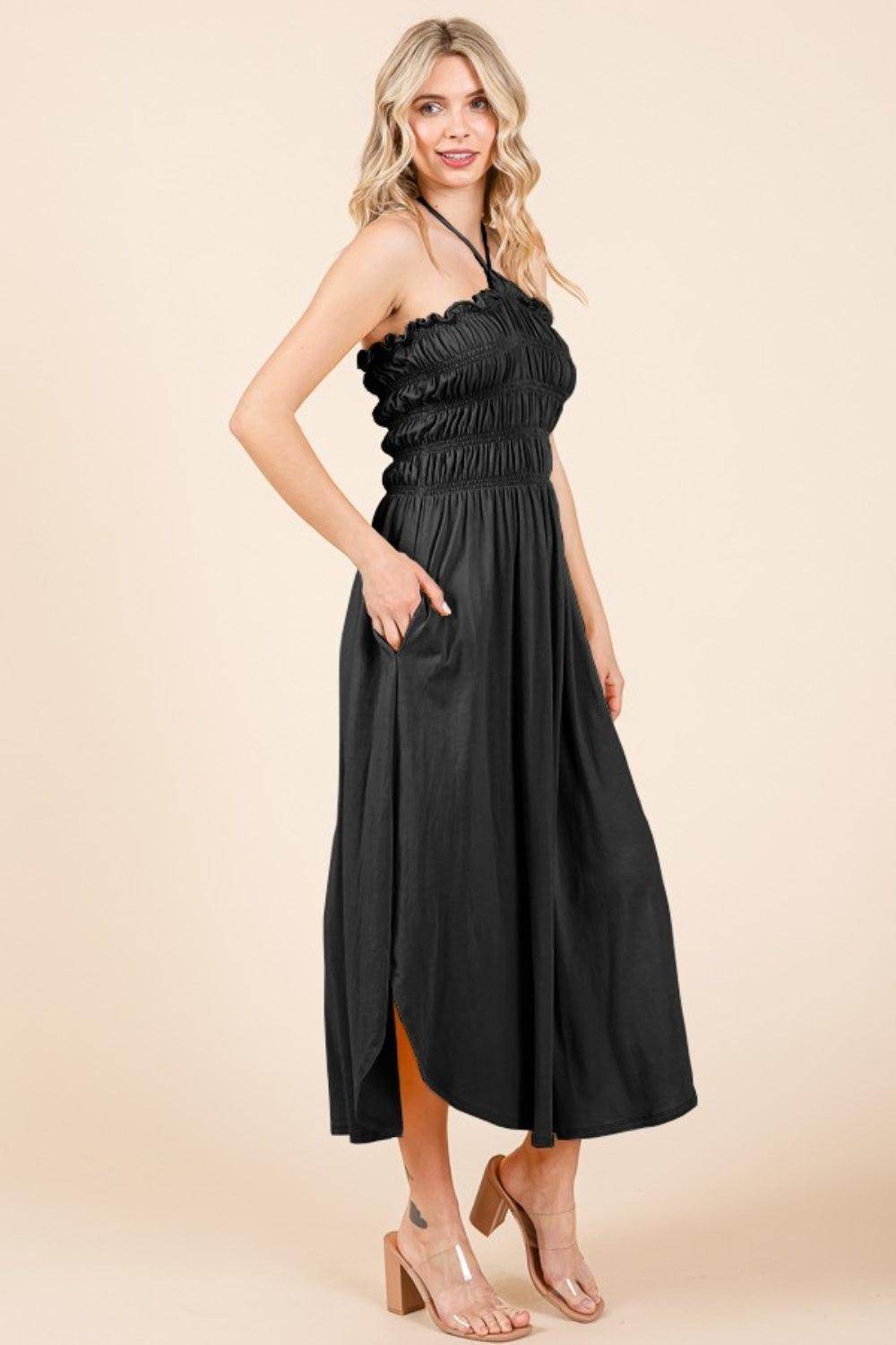 Culture Code Tie Back Shirring Dress with Pockets Style by Selvanelle