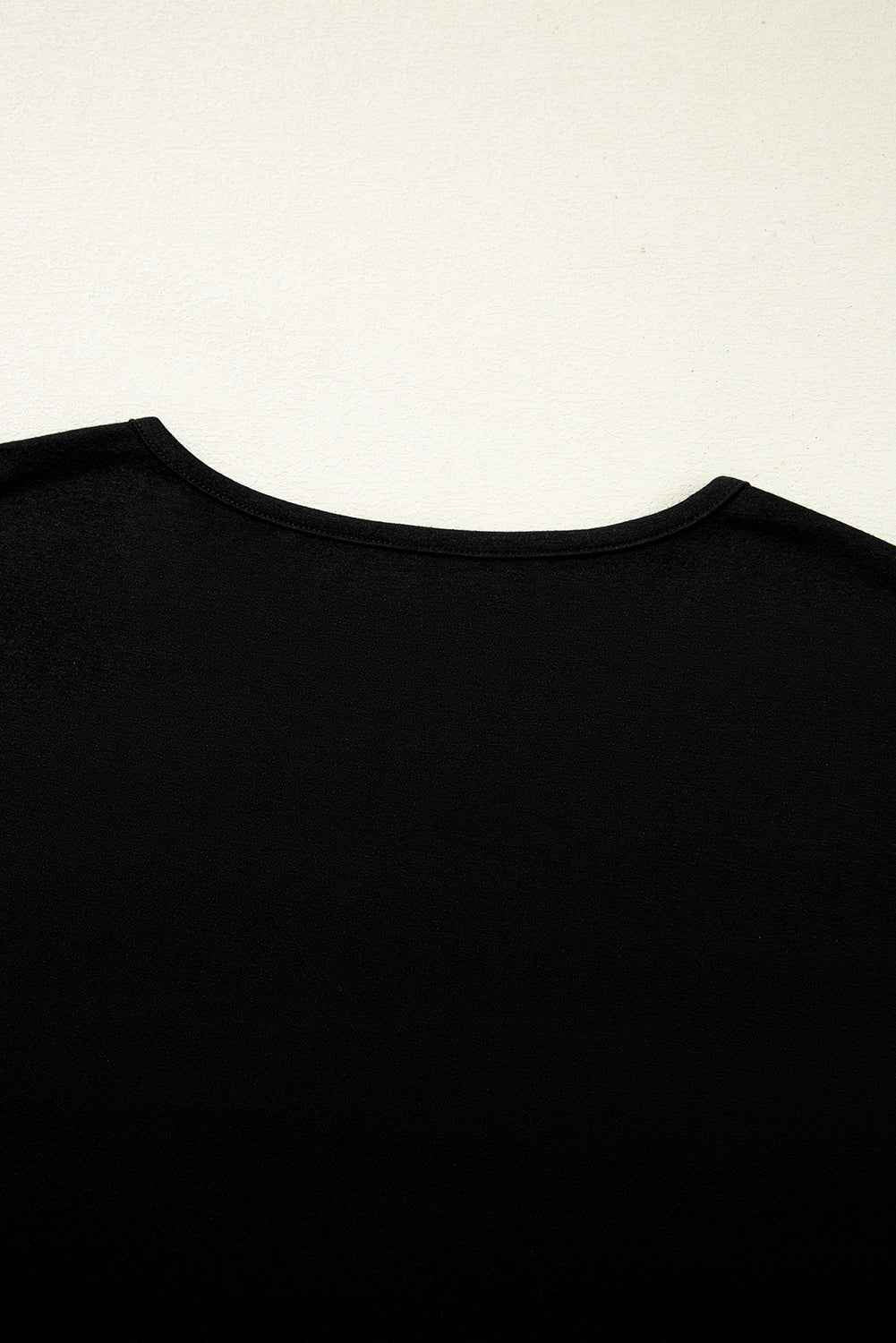 Black Plus Size Floral Mesh Patchwork Loose V Neck T Shirt