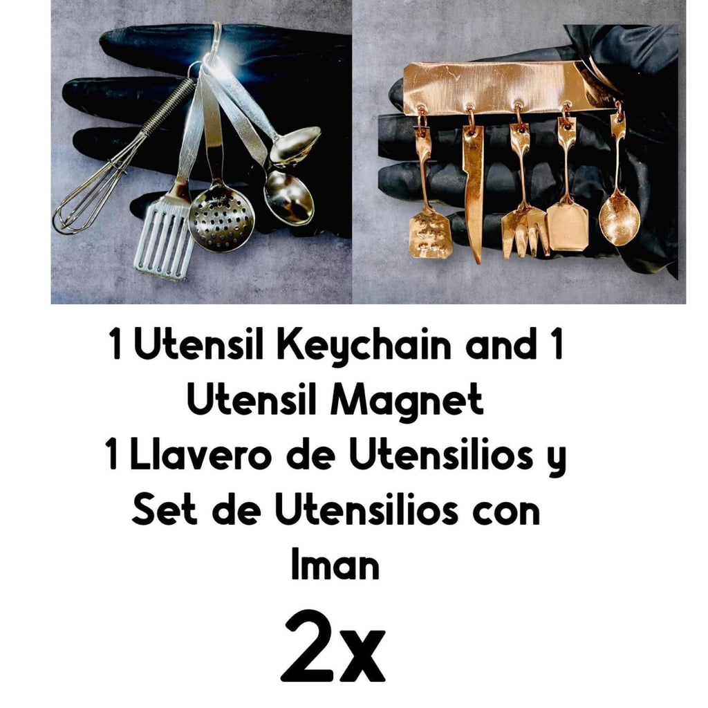 2x Mexican Miniature Utensil Magnet & Keychain 2 Utensilios en Miniatura Mexicano 1 Iman y 1 Llavero by Chica Mexico