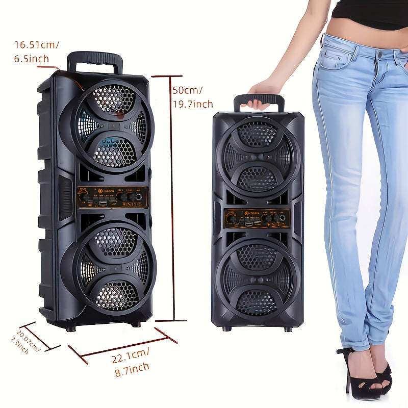 Portable Bluetooth Speaker with Subwoofer Bass, Dual 6.5" LED Woofers and Microphone by DailySale