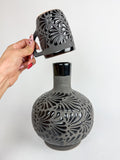 Mexican Black Talavera Style Water Bottle - Botellon Engobe Negro by TheMexHub