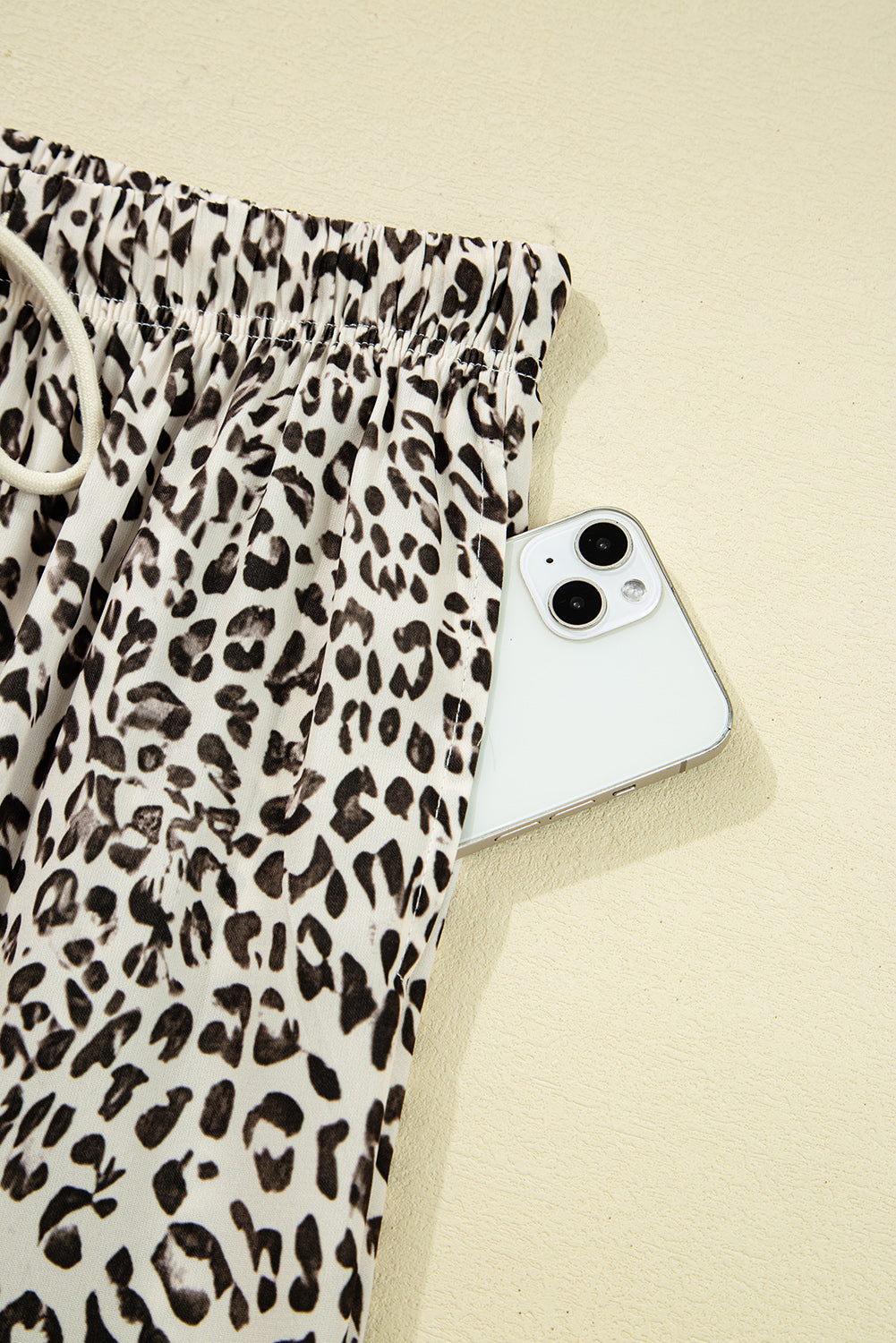 Brown Leopard Drawstring Loose Pants