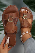 Coffee Vintage Banded Buckle Slippers