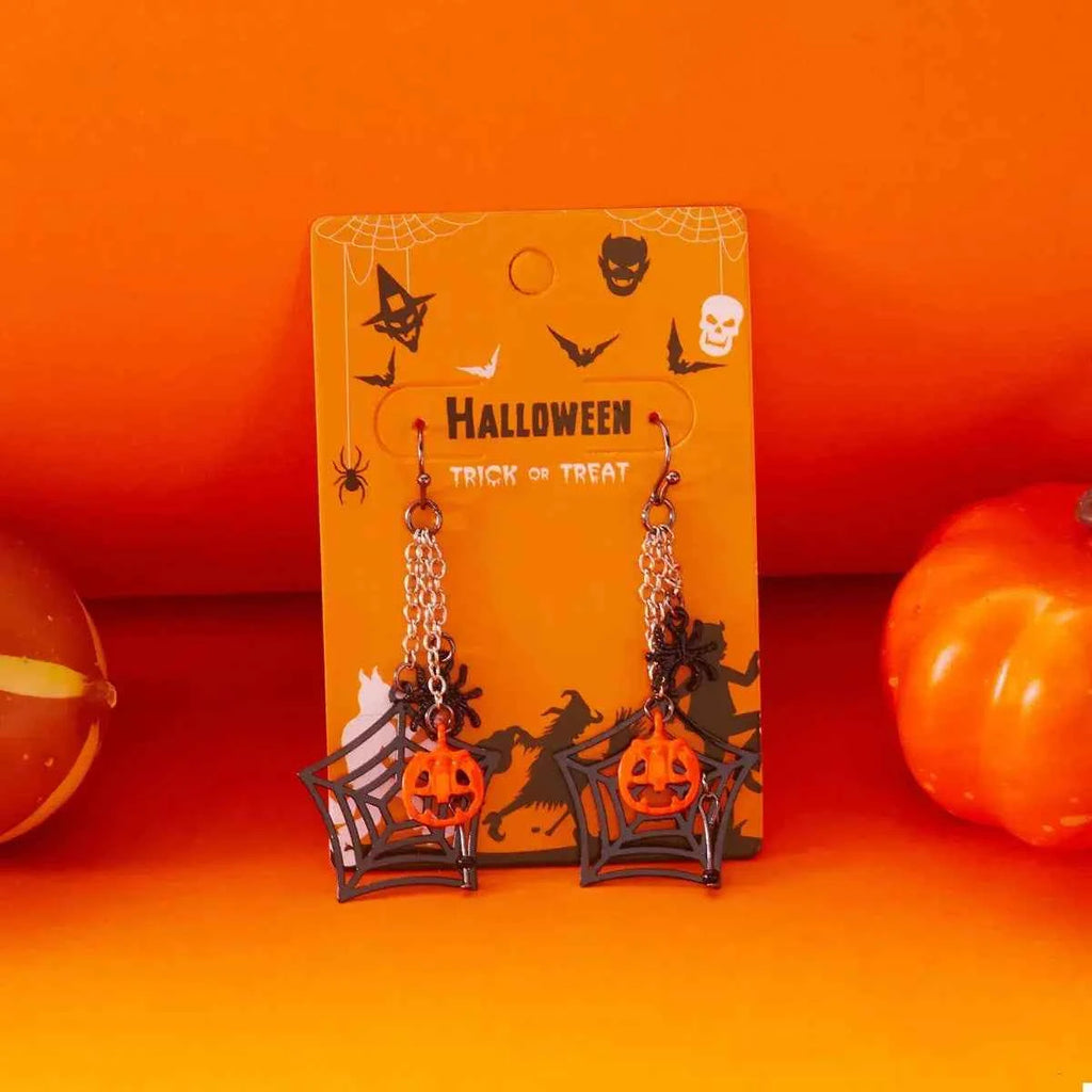 Spider Web Halloween Dangle Earrings