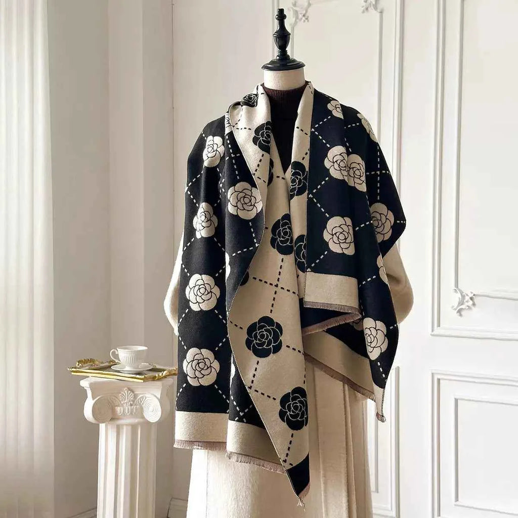 Floral Raw Hem Womens Scarf