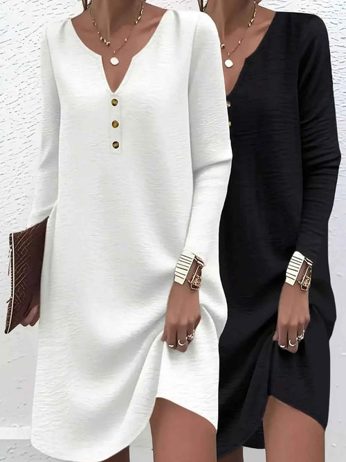 2 Piece Casual Notched Long Sleeve Dress by Wild and Free Boutique